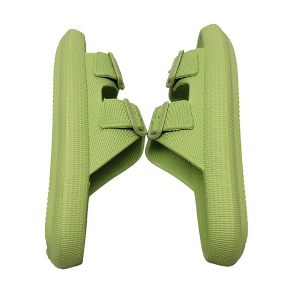 LIME GREEN Womans Beach Shower Shoes Slipper SOFT Slide Mule Slip On Bath size M - Picture 5 of 7
